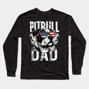 USA Flag Pitbull Dad Long Sleeve T-Shirt